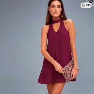Lulu's Chic Plum Halter Mini Dress